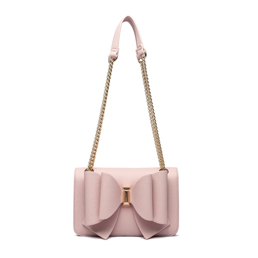 Pink Bow Chain Crossbody Bag by